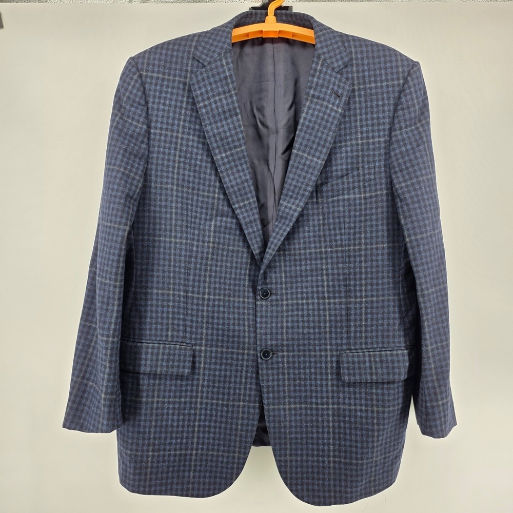 Ermenegildo Zegna Mila Wool Cashmere Sport Coat Blue Check Blazer 58R harryrosen